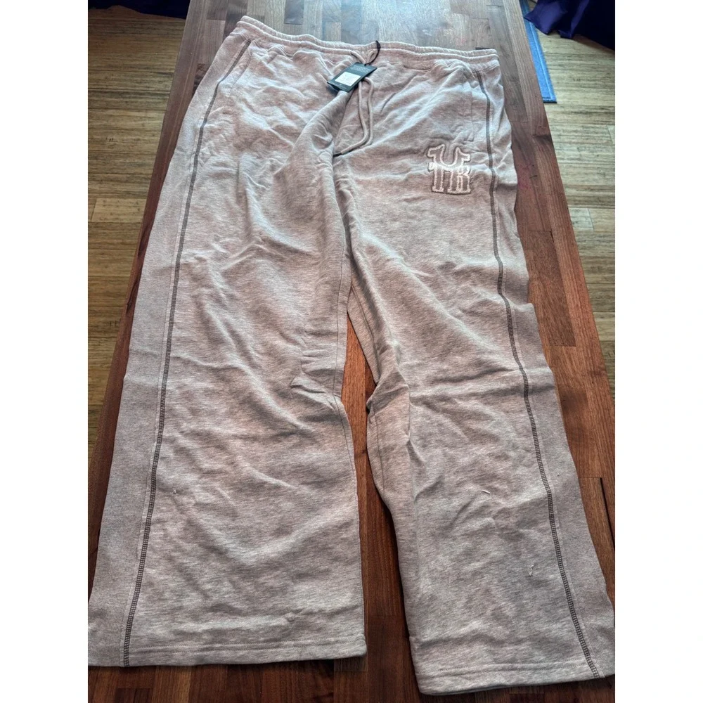 True Religion Rib Stitch Dept Baggy Sweats Heather Grey XXXL 109817 Wide Leg